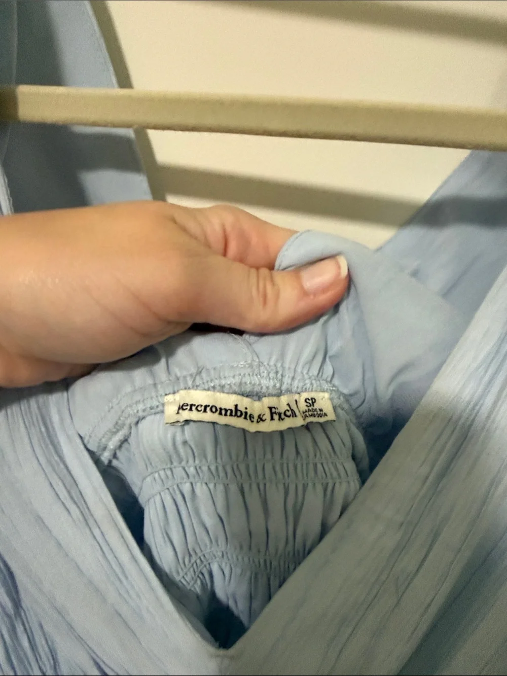 Abercrombie & Fitch Light Blue V-Neck Smocked Waist Maxi Dress